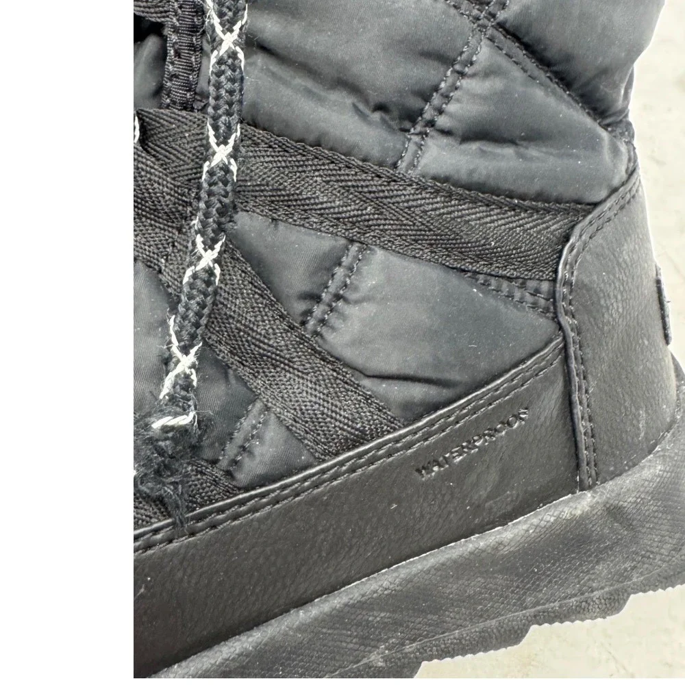🔥Sorel Whitney🖤Tall Lace Black insulated Waterproof Winter Snow Boots‎ Fur 7.5